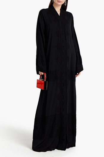 DOLCE & GABBANA Lace-paneled silk-blend crepe de chine maxi dress
