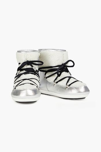 MOON BOOT Shearling and metallic leather snow boots