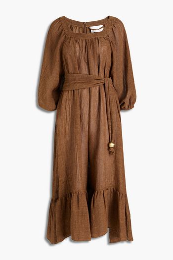 LISA MARIE FERNANDEZ Cropped gathered linen-blend jumpsuit