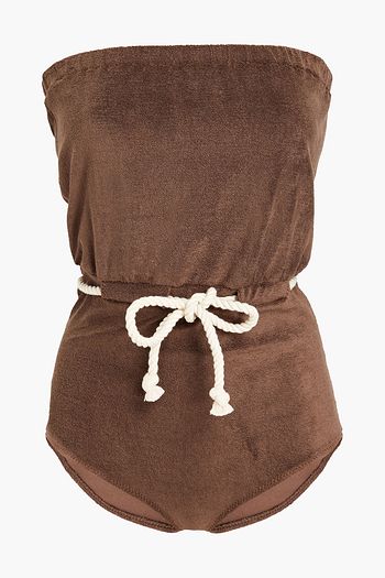 LISA MARIE FERNANDEZ Belted cotton-blend terry bandeau swimsuit