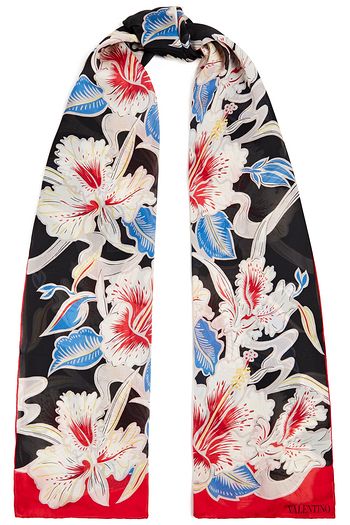VALENTINO GARAVANI Floral-print silk-voile scarf