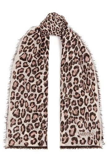 VALENTINO GARAVANI Leopard-print cashmere gauze scarf