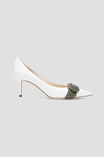 JIMMY CHOO Leigh 65 buckle-detailed glossed-leather pumps