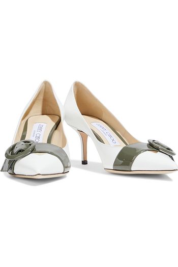 JIMMY CHOO Leigh 65 buckle-detailed glossed-leather pumps