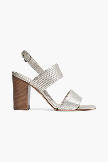LORO PIANA Akira metallic quilted leather slingback sandals
