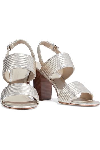 LORO PIANA Akira metallic quilted leather slingback sandals