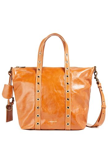 VANESSA BRUNO Tote Bag aus Lackleder in Knitteroptik mit Ösenverzierung