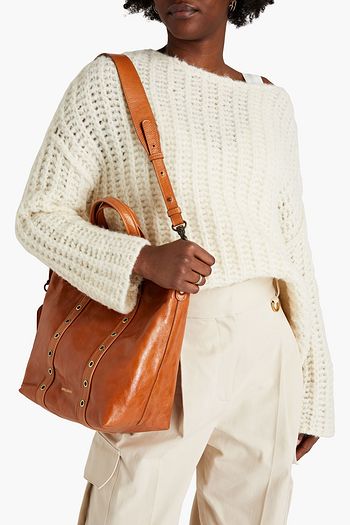 VANESSA BRUNO Tote Bag aus Lackleder in Knitteroptik mit Ösenverzierung