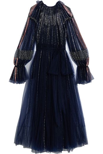 VALENTINO Belted bead-embellished silk-tulle gown