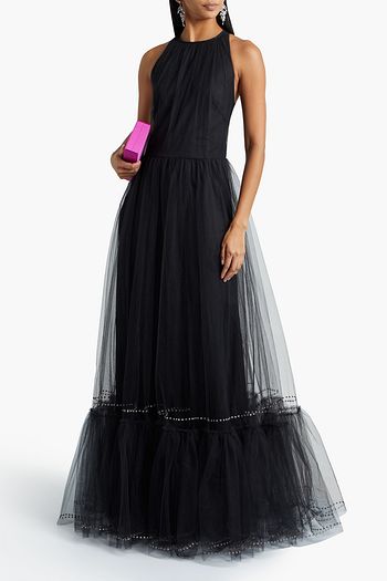 VALENTINO Tiered sequin-trimmed tulle gown
