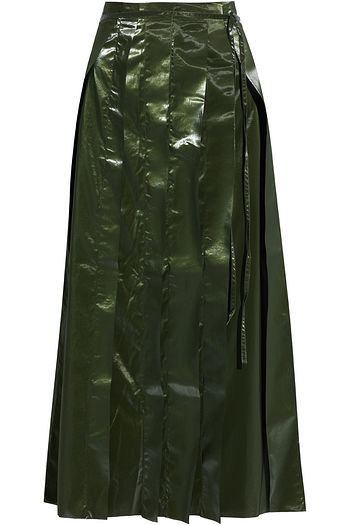 REJINA PYO Layla pleated coated satin midi skirt
