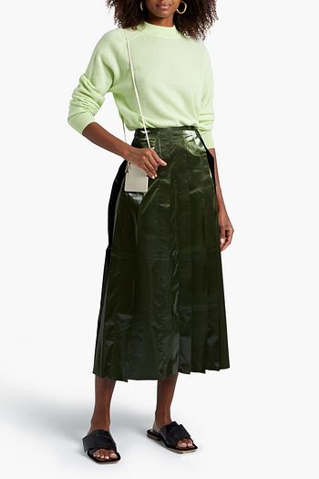 REJINA PYO Layla pleated coated satin midi skirt