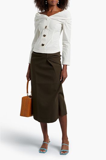REJINA PYO Iris pleated stretch-wool midi skirt