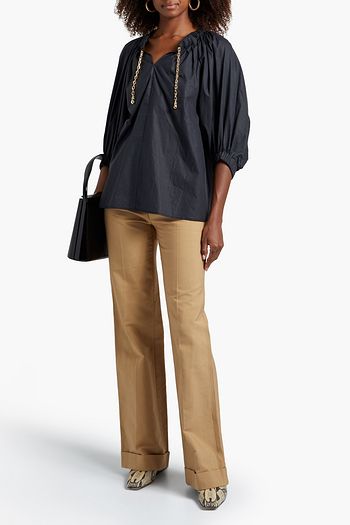 REJINA PYO Suki chain-embellished cotton-poplin blouse