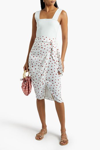 VIX PAULA HERMANNY Raissa wrap-effect polka-dot crepe midi skirt