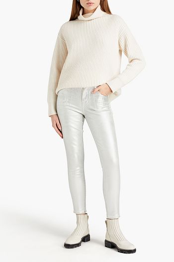 J BRAND Cropped metallic denim skinny pants