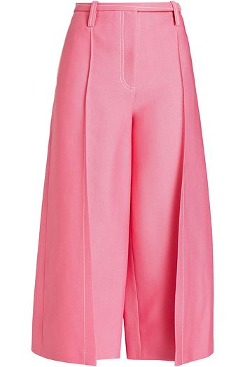 VALENTINO Cropped wool and silk-blend crepe wide-leg pants