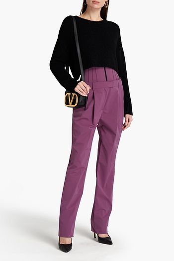 VALENTINO Pleated stretch-crepe tapered pants