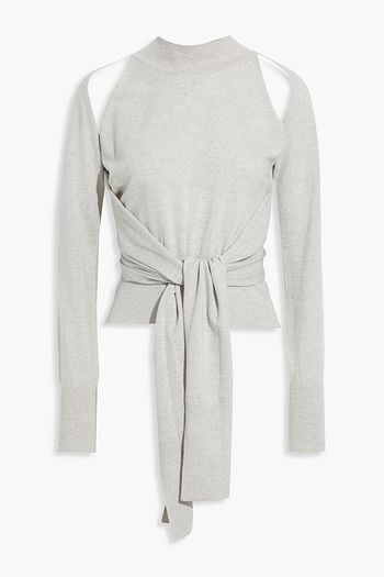 REJINA PYO Morgan tie-front cutout merino wool sweater