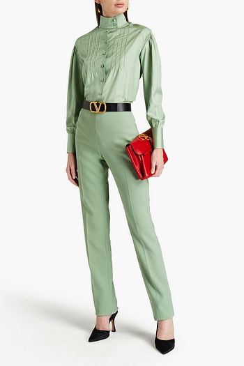 VALENTINO Stretch-silk crepe straight-leg pants