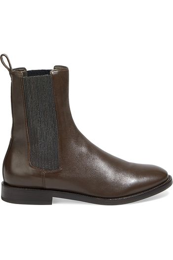 BRUNELLO CUCINELLI Bead-embellished leather ankle boots