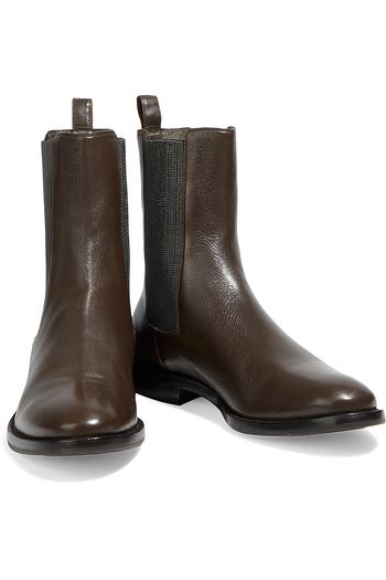 BRUNELLO CUCINELLI Bead-embellished leather ankle boots