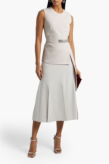 SAFIYAA Sylvia asymmetric crystal-embellished stretch-crepe top