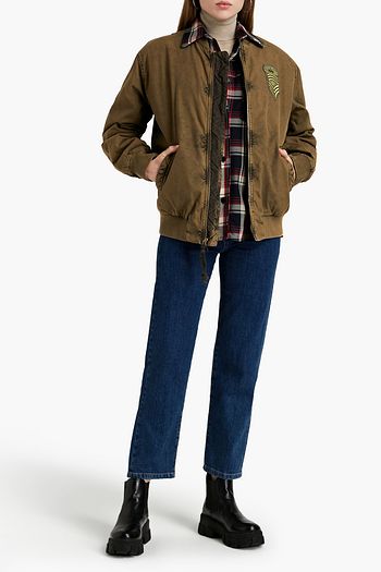 MR & MRS ITALY Bomberjacke aus Baumwoll-Canvas mit Shearling-Futter