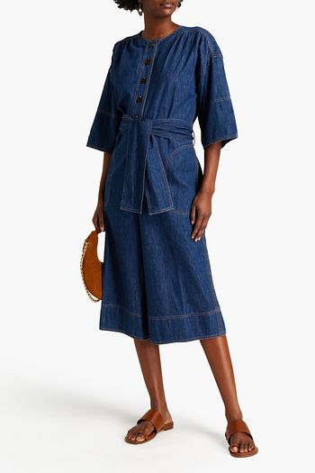 VANESSA BRUNO Cropped Jumpsuit aus Denim mit Gürtel
