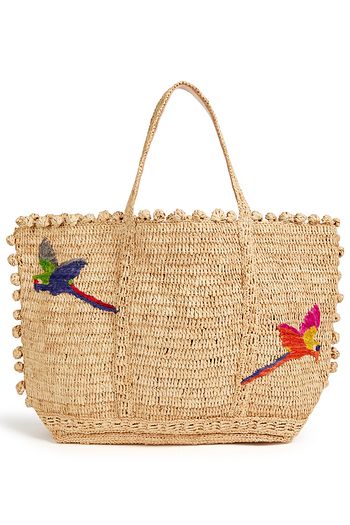 VANESSA BRUNO Embroidered raffia tote