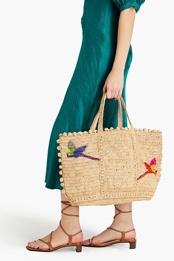 VANESSA BRUNO Embroidered raffia tote