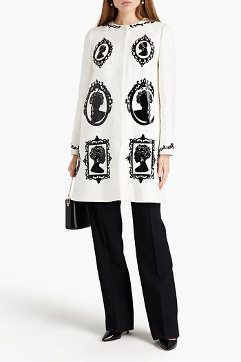 DOLCE & GABBANA Appliquéd cotton-blend cloqué coat