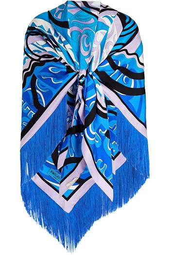 EMILIO PUCCI Fringed printed silk-twill wrap