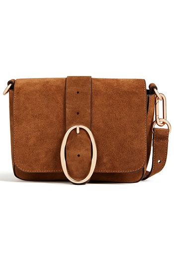 VANESSA BRUNO Buckle-embellished suede shoulder bag