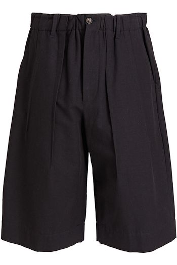 BRUNELLO CUCINELLI Pleated cotton and linen-blend piqué shorts
