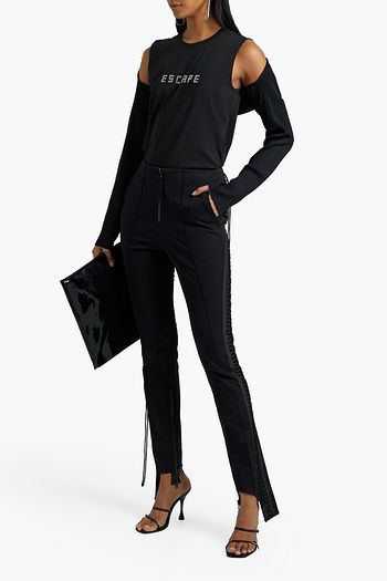 DION LEE Crystal-embellished cotton-jersey tank