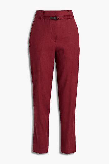 BRUNELLO CUCINELLI Karottenhose aus Twill aus einer Leinenmischung mit Zierperlen
