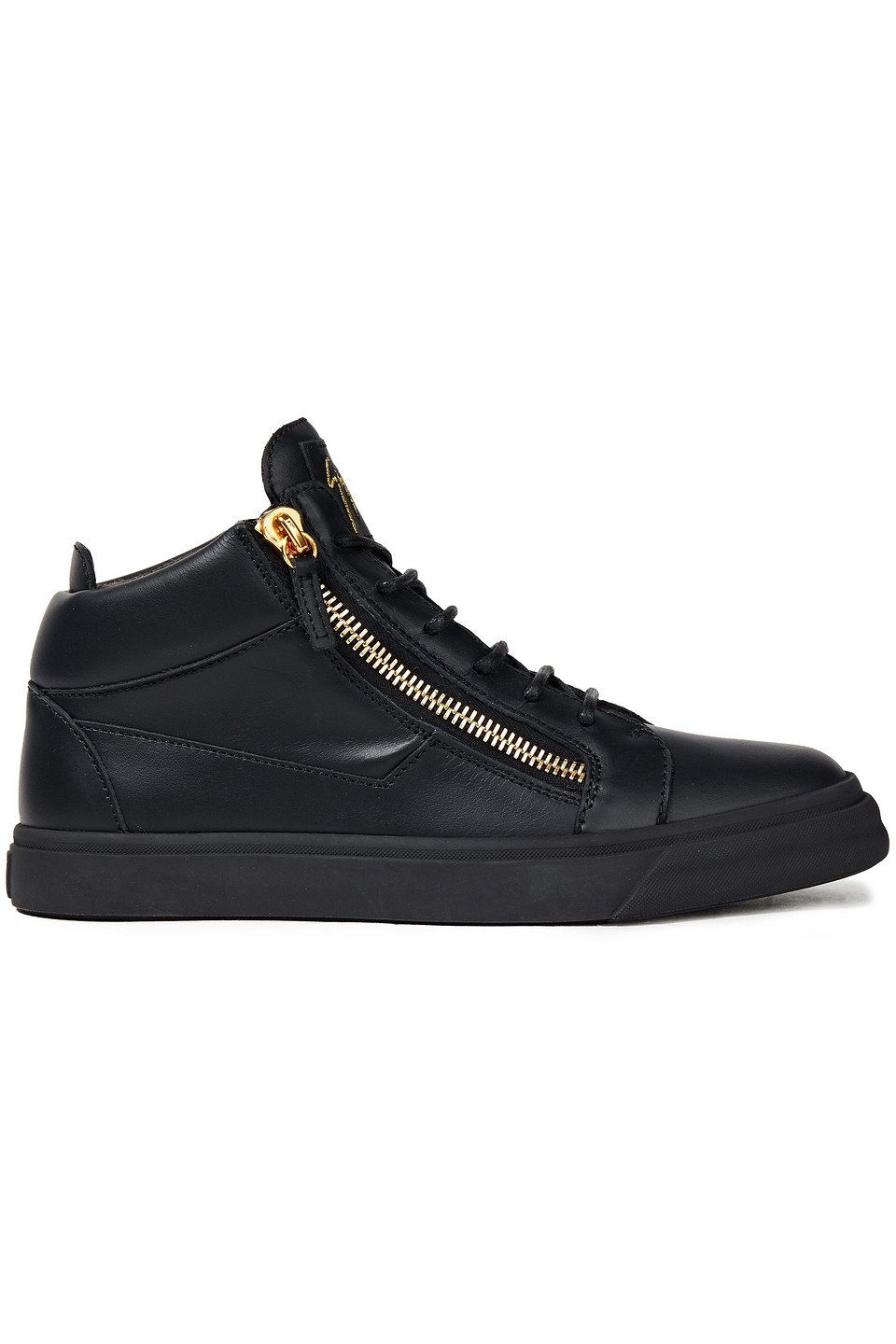 Woman Zip-detailed Leather High-top Sneakers