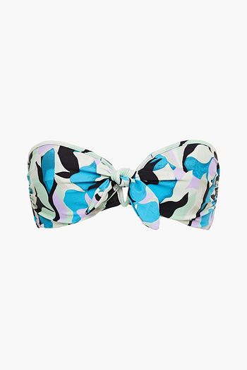 DVF X ONIA Madeline knotted printed bandeau bikini top