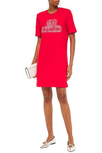 LOVE MOSCHINO Minikleid aus Frottee aus einer Baumwollmischung mit Kristallverzierung