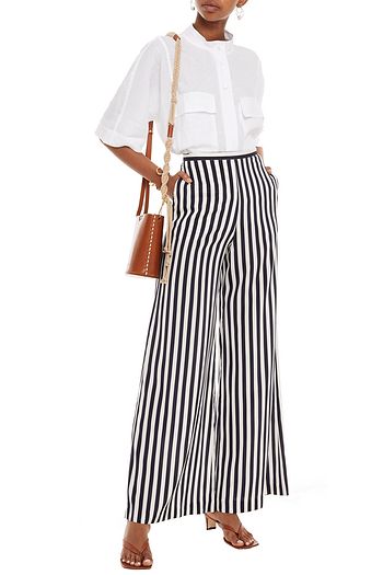 ZIMMERMANN Striped stretch-silk wide-leg pants