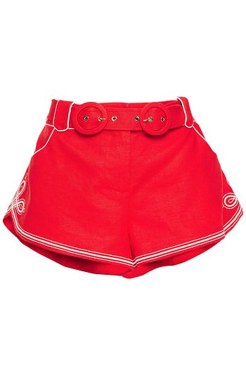 ZIMMERMANN Ninety-Six Shorts aus Leinen mit Stickereien und Gürtel