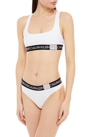 CALVIN KLEIN Cotton-blend jersey mid-rise thong