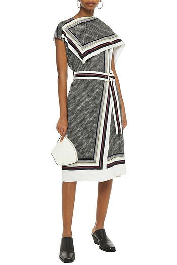 PROENZA SCHOULER Belted draped printed twill midi dress