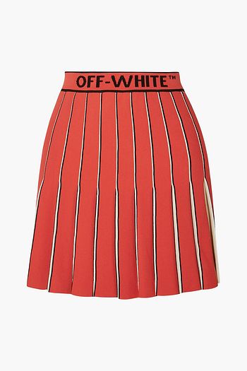 OFF-WHITE™ Pleated jacquard-knit mini skirt