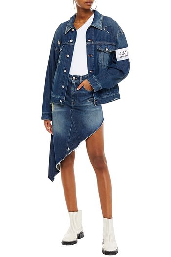 MM6 MAISON MARGIELA Asymmetric distressed denim mini skirt