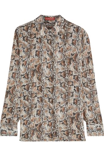 ALTUZARRA Chica metallic snake-print silk-blend shirt