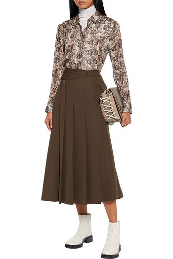 ALTUZARRA Chica metallic snake-print silk-blend shirt