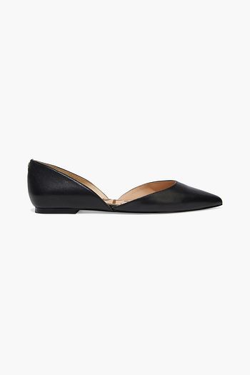 SAM EDELMAN Rodney textured-leather point-toe flats