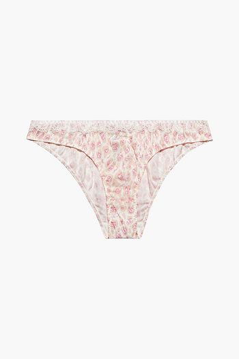 STELLA MCCARTNEY Tana Snooping lace-trimmed printed silk-blend crepe de chine low-rise briefs